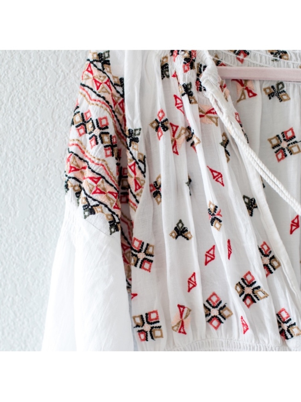 Free People White Boho Embroidered Maxi Dress with Pink and Black Accents - Picture 15 of 16
